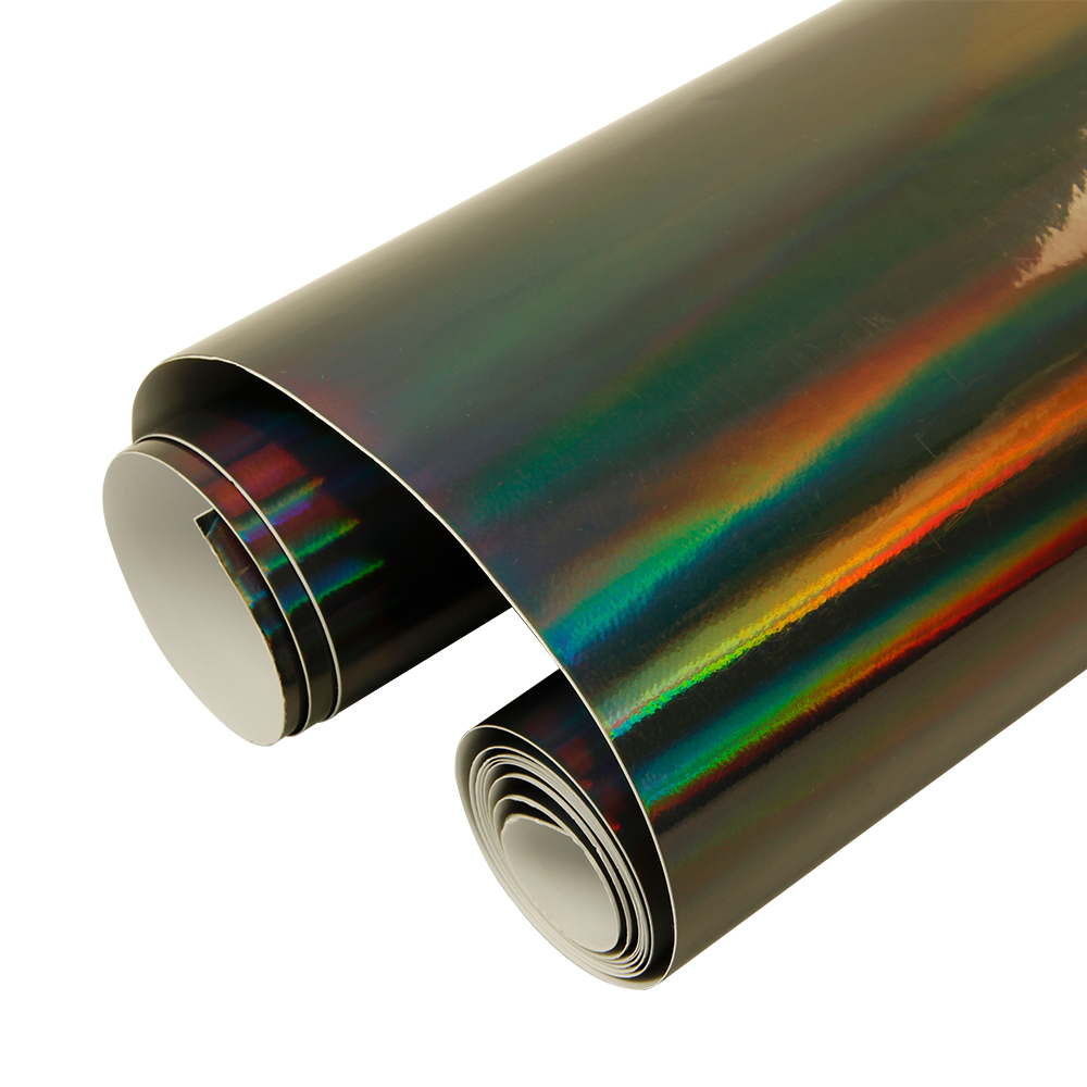 YOLOCKEY Holographic Laser Black Chrome Car Vinyl Wrap Roll Gloss Decal  Film Self Adhesive Sticker Sheet Air Release